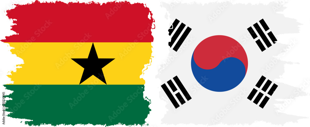South Korea and Ghana grunge flags connection, vector South Korea and Ghana grunge flags connection, vector