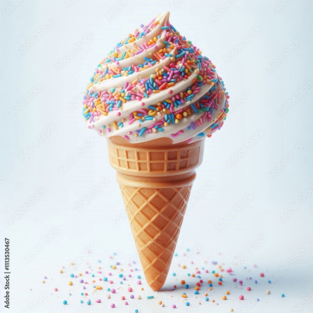 ice cream in a cone with white background ice cream in a cone with white background