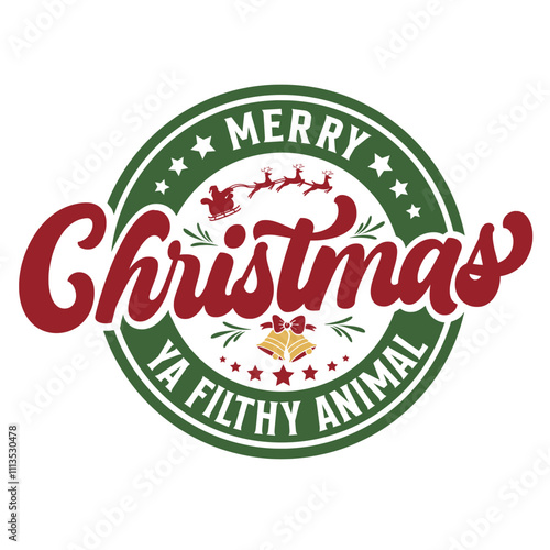 Merry Christmas Ya Filthy Animal SVG | Funny Christmas Quotes | Christmas Saying Svg | Retro Christmas | Christmas Gifts Idea | Christmas Svg