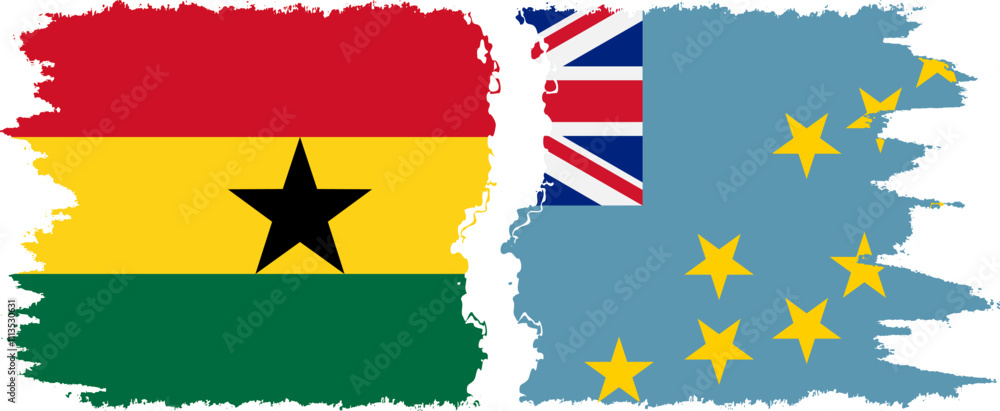 Tuvalu and Ghana grunge flags connection, vector Tuvalu and Ghana grunge flags connection, vector