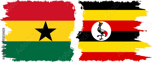 Free Download Uganda and Ghana grunge flags connection, vector - GFXLoad