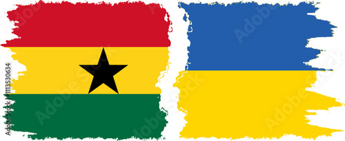 Ukraine and Ghana grunge flags connection, vector