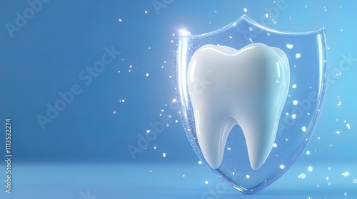 Shiny White Tooth Protected by a Glass Shield