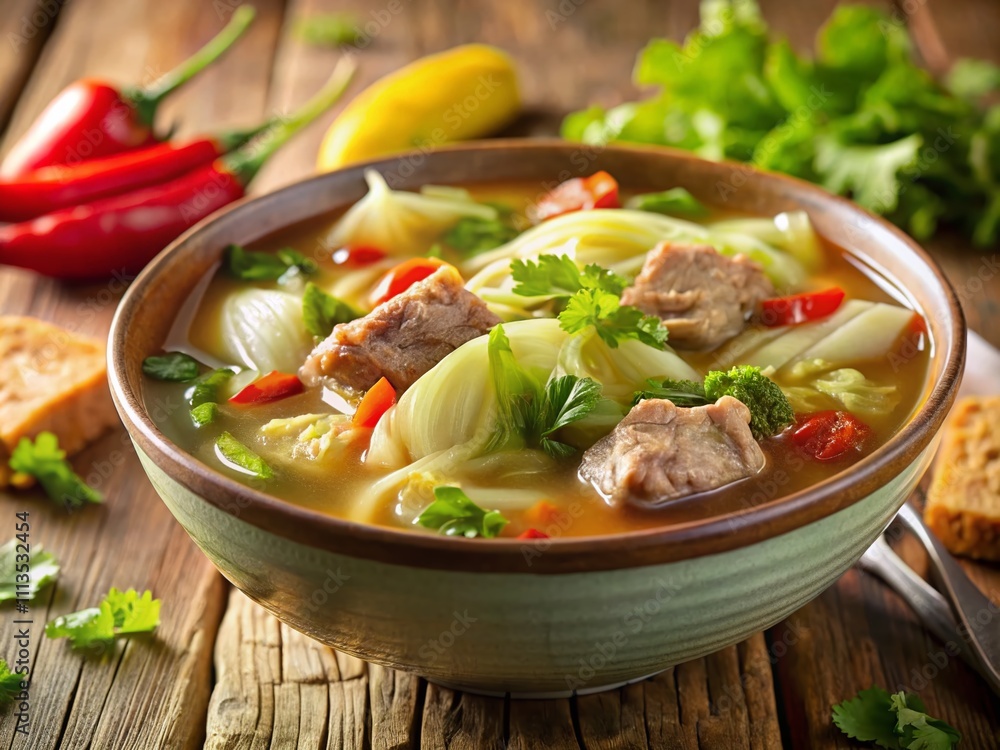 Thai Cabbage and Pork Soup - High Definition Food Photography, Traditional Thai Cuisine Thai Cabbage and Pork Soup - High Definition Food Photography, Traditional Thai Cuisine