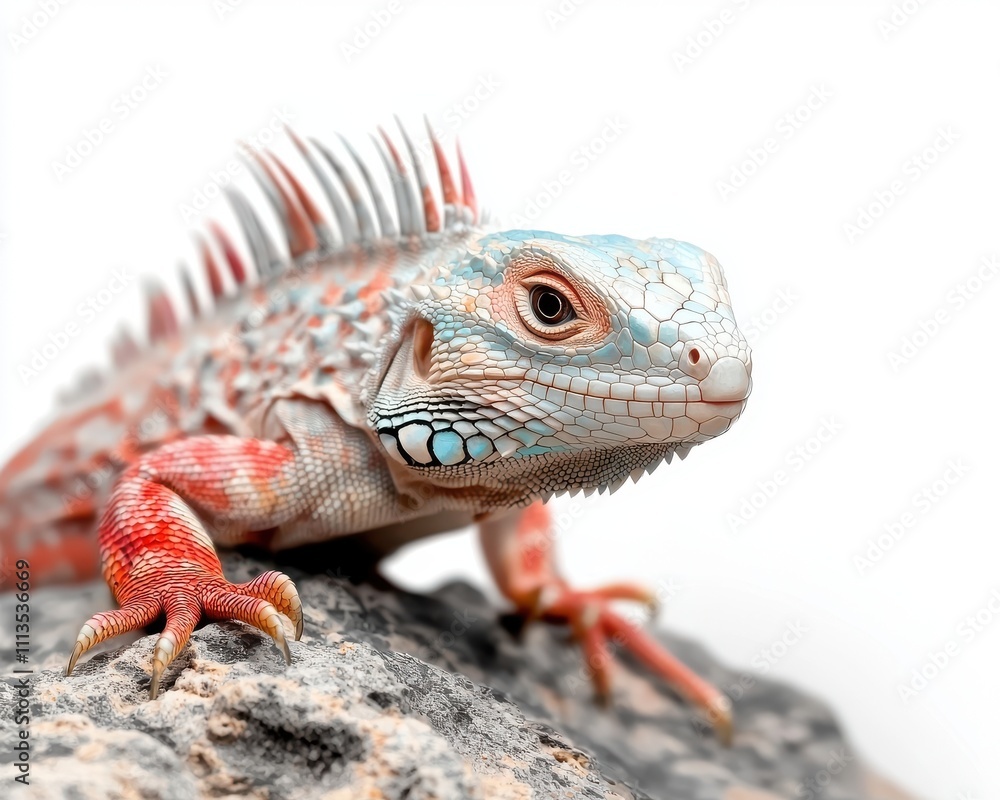 Fototapeta premium Colorful Lizard on Rock with Unique Features and Bright Patterns