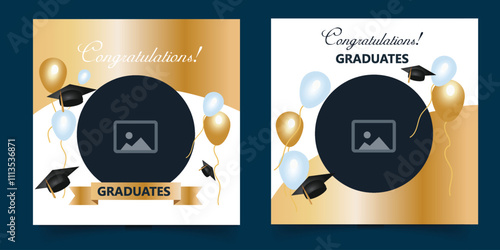 Graduation event greeting banner template cards social media post vector illustration design background