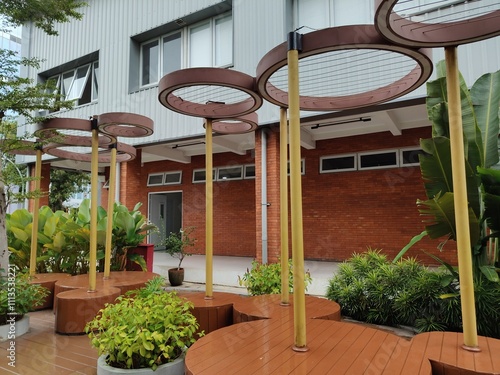 Aesthetic outdoor concrete tables that are widely used in offices and campuses in developed countries