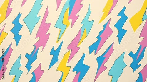 Colorful Geometric Pattern with Lightning Shapes in Pastel Tones