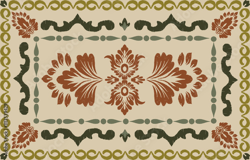 Ikat ethnic abstract  Seamless pattern in tribal, geometric design, motif ethnic handmade, folk embroidery and Mexican style, Aztec art prints Design for carpets, wallpaper, wraps, fabrics, clothing