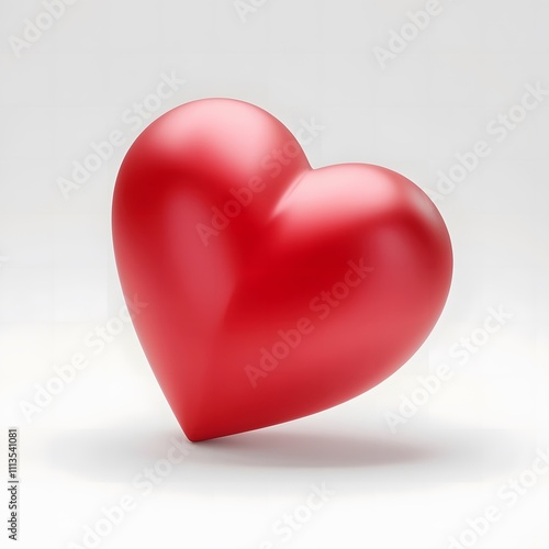 3D Red heart on white background