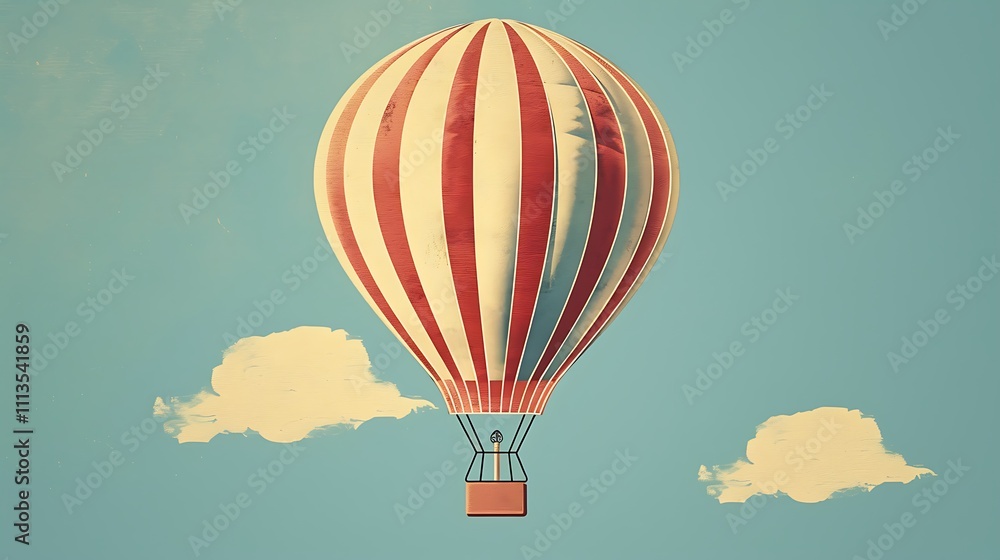 Fototapeta premium A whimsical illustration of a hot air balloon on a solid background