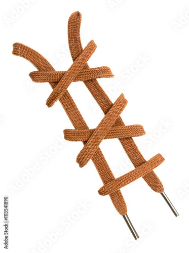 knotted shoelace on a white background photo