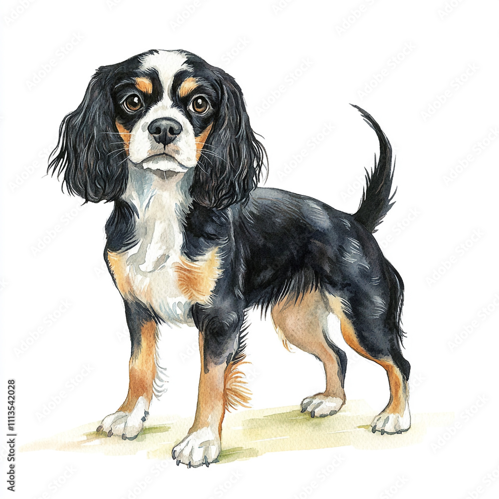 Cavalier King Charles Spaniel Dog Watercolor Cute Illustration for Pet Lovers Cavalier King Charles Spaniel Dog Watercolor Cute Illustration for Pet Lovers