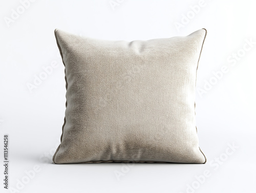 Cozy throw pillow with a velvet finish isolated on white background