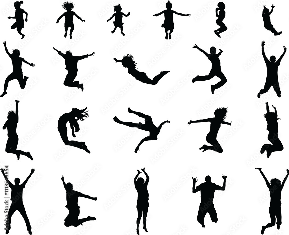 Black silhouettes of jumpers Black silhouettes of jumpers