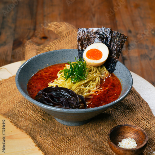 Japanese spicy paitan ramen photo