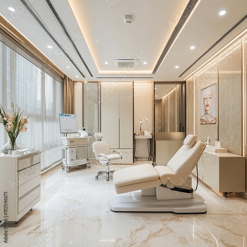 Luxurious medical spa treatment room.