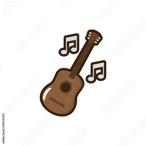 Accoustic Guitar Flat Icon, guitar logo flat illustration photo