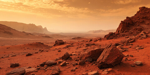 Crédence de cuisine Rouge Mars Landscape  © 99___Designer
