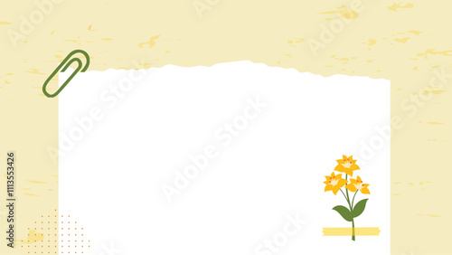 Paper Clip with Bright Yellow Flowers on Sunny Background