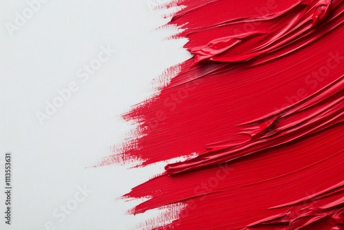 Bright red hair flowing gracefully across a white background in a striking vi...