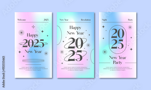 Gradient new year 2025 social media stories template