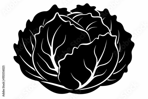 cabbage silhouette vector ,cabbage icon silhouette design vector art illustration, Vector illustration of white cabbage silhouette icon.