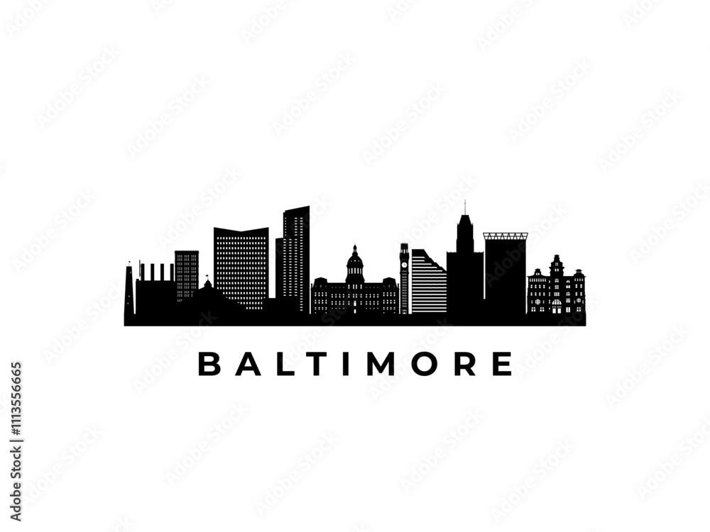 Naklejka premium Vector Baltimore skyline. Travel Baltimore famous landmarks. Business and tourism concept for presentation, banner, web site.