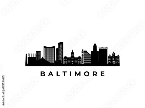 Vector Baltimore skyline. Travel Baltimore famous landmarks. Business and tourism concept for presentation, banner, web site.