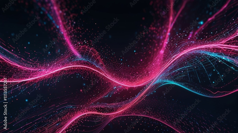 A dynamic display of pink and blue waveforms undulates across a dark background, conveying a sense of energy and rhythm in a digital landscape. A dynamic display of pink and blue waveforms undulates across a dark background, conveying a sense of energy and rhythm in a digital landscape.