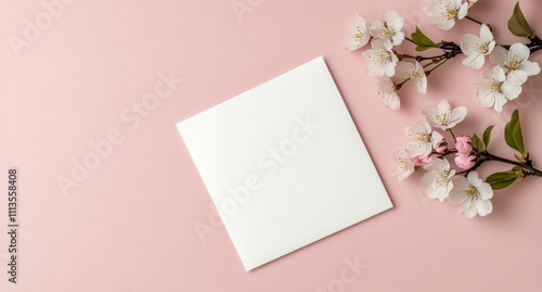 Young man posing against a pink background with cherry blossom decorations in...