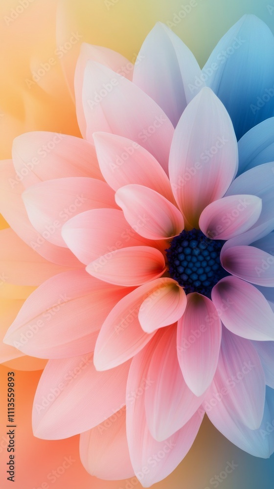 Fototapeta premium Stunning pink and blue flower with soft petals against a blurred colorful background