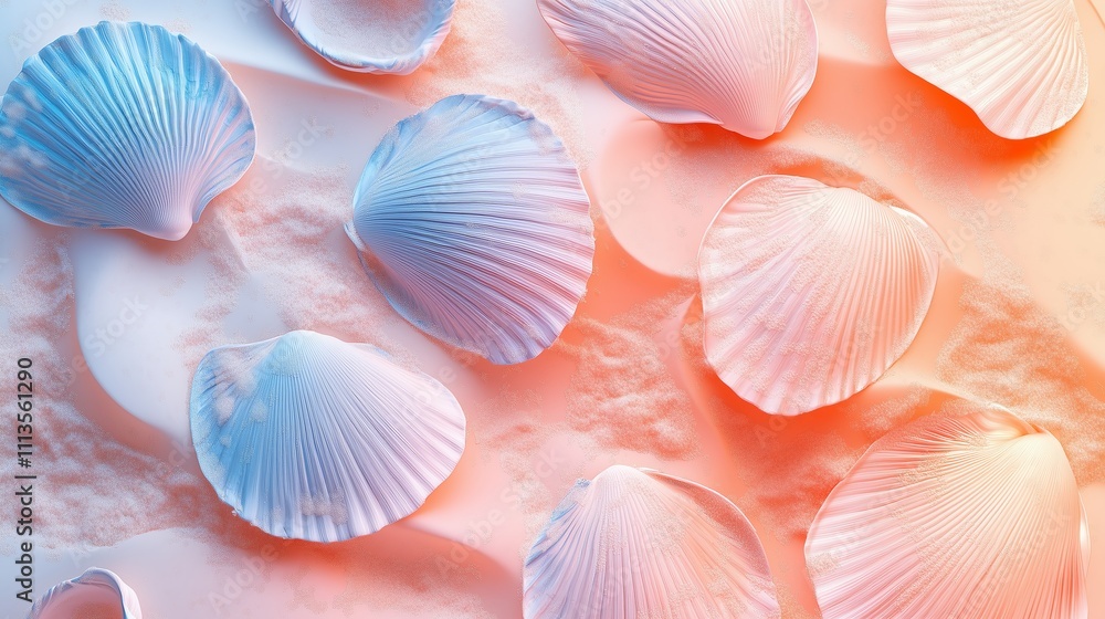 Seashells sand background. Generative AI Seashells sand background. Generative AI