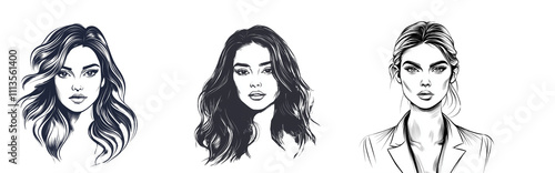 Hand-Drawn Portrait of a Woman  Set 