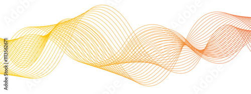 Abstract backdrop with colorful wave gradient lines on white background. Orenge Geometric Pattern Vector Illustration. Frequency sound wave lines, 3d contour line patterned background