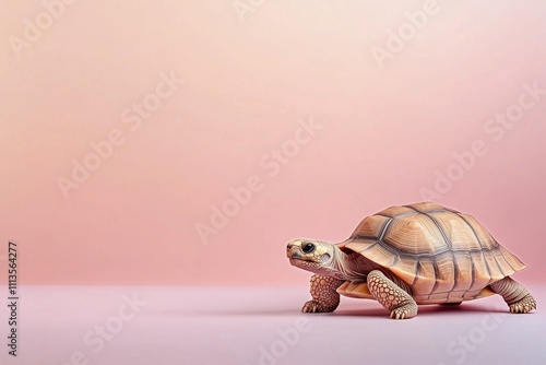 Close up of a tortoise basking in a serene habitat during the day