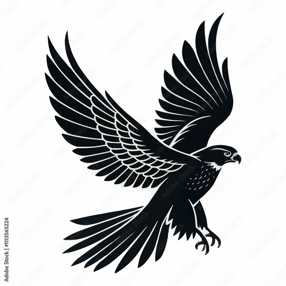 Obraz premium Falcon silhouette vector black color silhouette solid white background