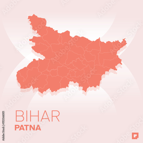 Bihar vector map, Vector map of Bihar, editable eps, AI files, Vector illustration of Bihar vector map	
