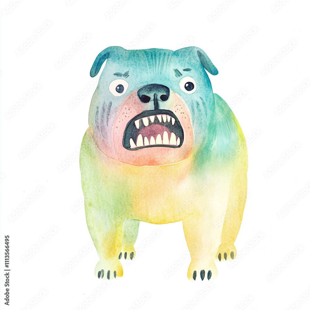 Fototapeta premium Creepy Watercolor of Simple Boerboel Dog: Ugly and Unsettling Pet Portrait
