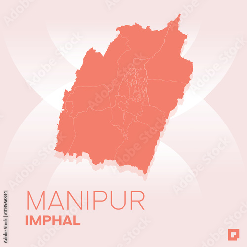 Manipur vector map, Vector map of Manipur, editable eps, AI files, Vector illustration of Manipur vector map	
