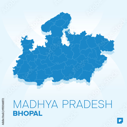 Madhya Pradesh vector map, Vector map of Madhya Pradesh, editable eps, AI files, Vector illustration of Madhya Pradesh vector map	
