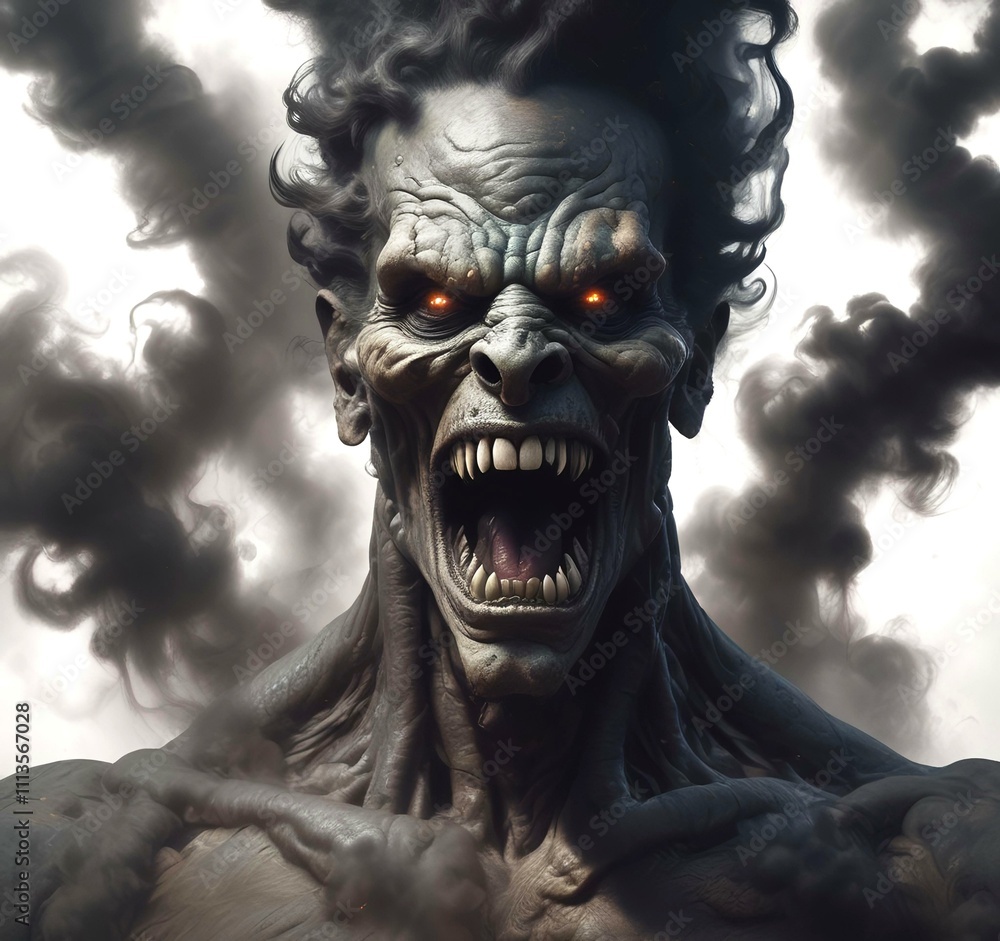 Illustration of devil spooky face in dramatic smoke. Illustration of devil spooky face in dramatic smoke.