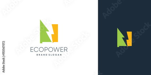 Eco power logo design idea with pine and electric concept Free Download Eco power logo design idea with pine and electric concept - GFXLoad