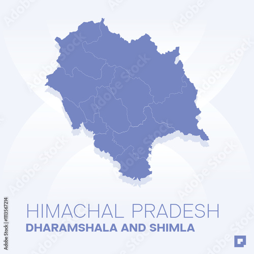 Himachal Pradesh vector map, Vector map of Himachal Pradesh, editable eps, AI files, Vector illustration of Himachal Pradesh vector map	
