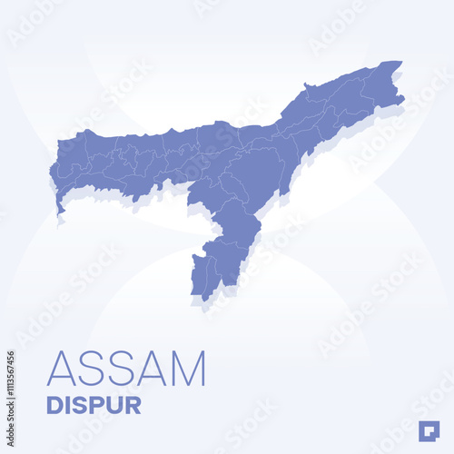 Assam vector map, Vector map of Assam, editable eps, AI files, Vector illustration of Assam vector map	
