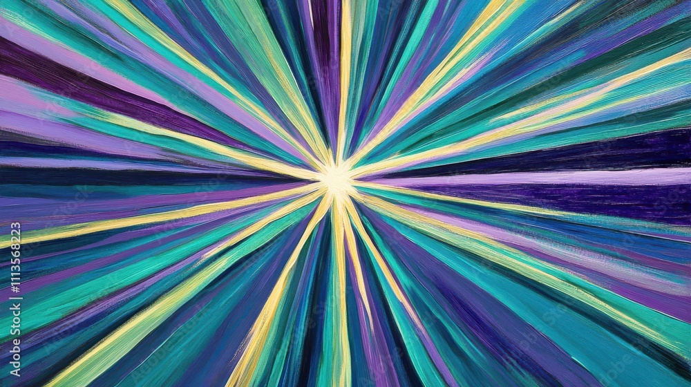 Vibrant Abstract Starburst Pattern in Shades of Purple and Green Vibrant Abstract Starburst Pattern in Shades of Purple and Green