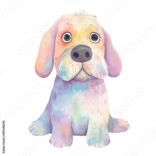 Eerie Watercolor of Simple Otterhound Dog: Ugly and Creepy Portrait photo