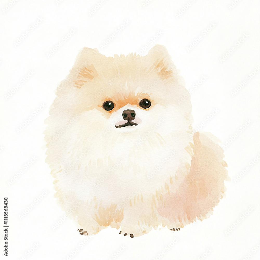 Obraz premium Creepy Watercolor of Simple Pomeranian Dog: Ugly Yet Charming Pet Portrait