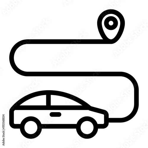 Car Location Line Icon