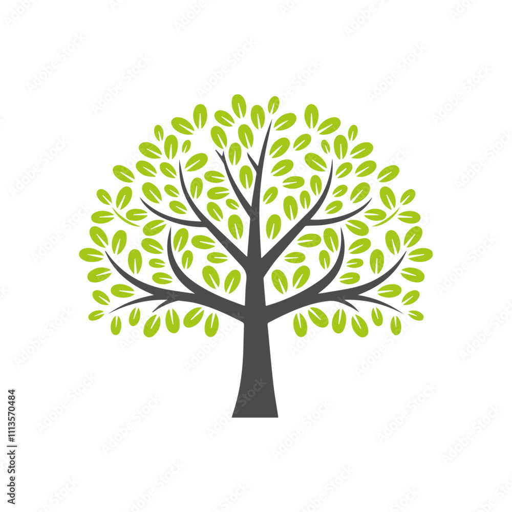 Tree silhouette. Green Spring Tree. Vector Illustration Tree silhouette. Green Spring Tree. Vector Illustration